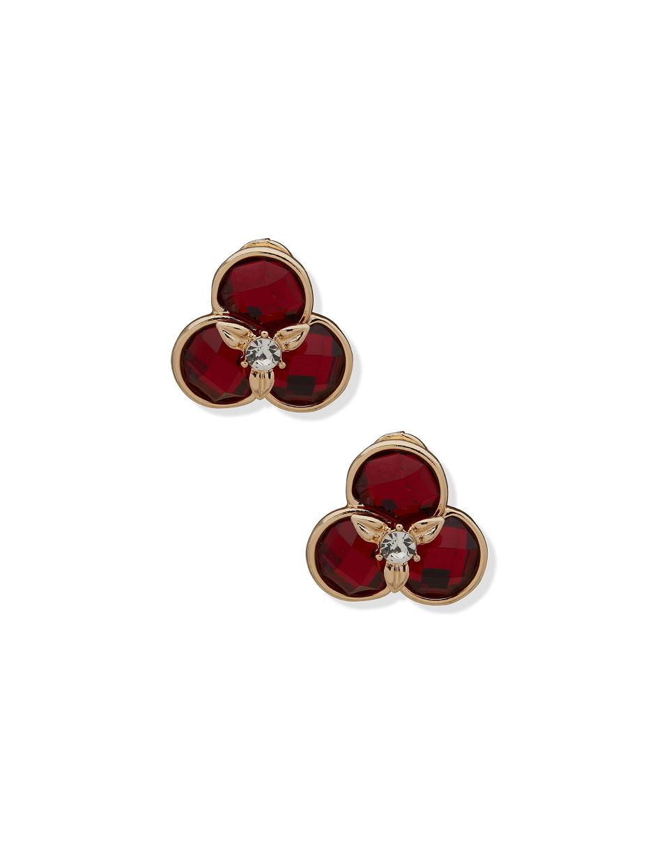 Earring Anne Klein Flower Button Siam Clip on   | QAY-4512295